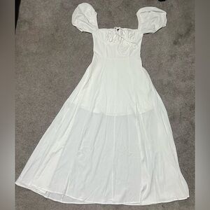 NWT Parthea Milkmaid Puff Sleeve Maxi Dress in White size XS